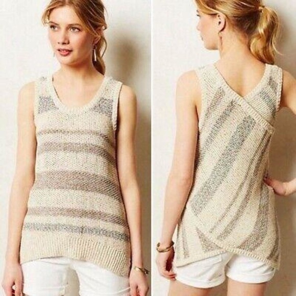 sparrow Tops - Sparrow Striped Cross Back Knit Top